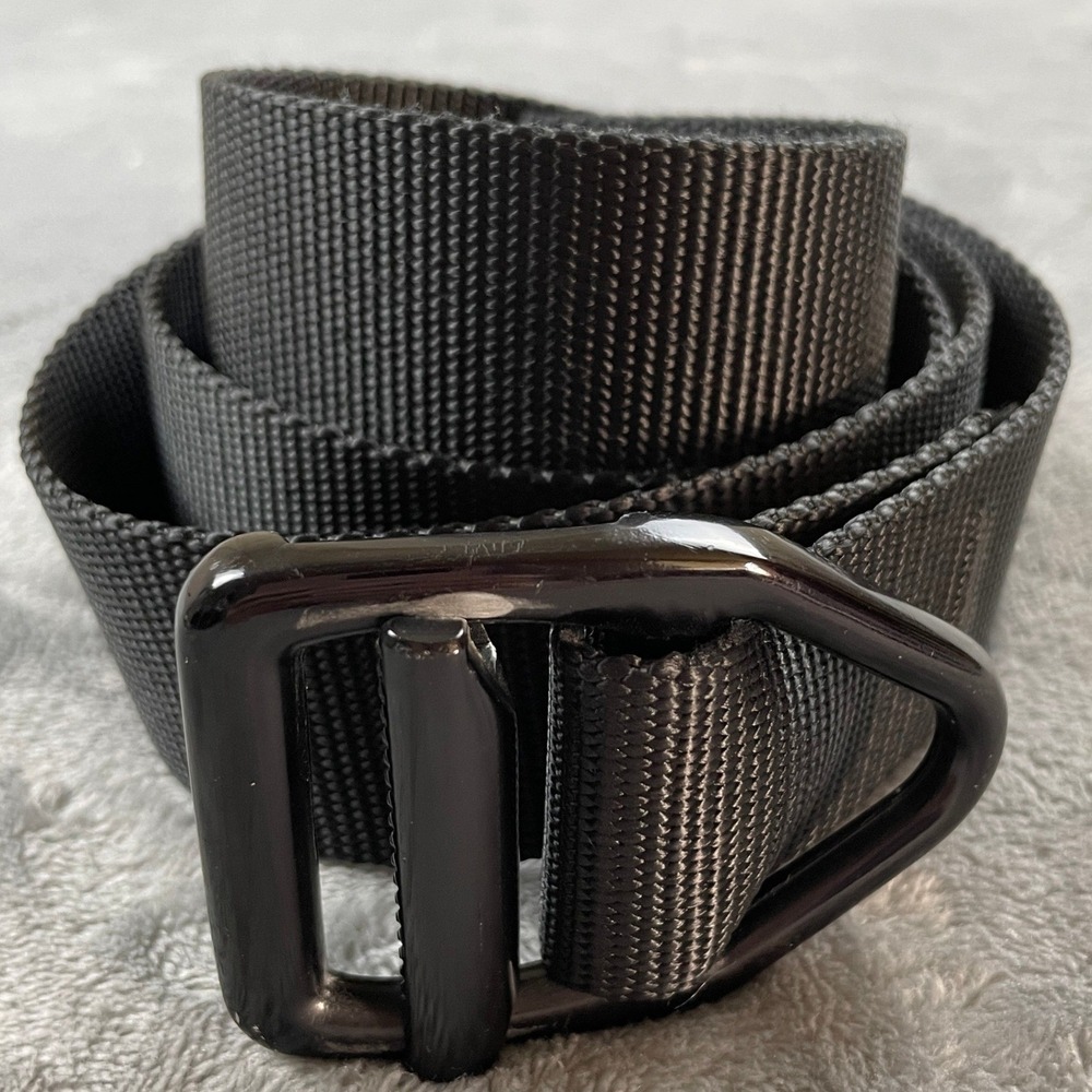 Bison Designs Mens Black Nylon Webbing Belt D-Ring Buckle Medium Made in USA
